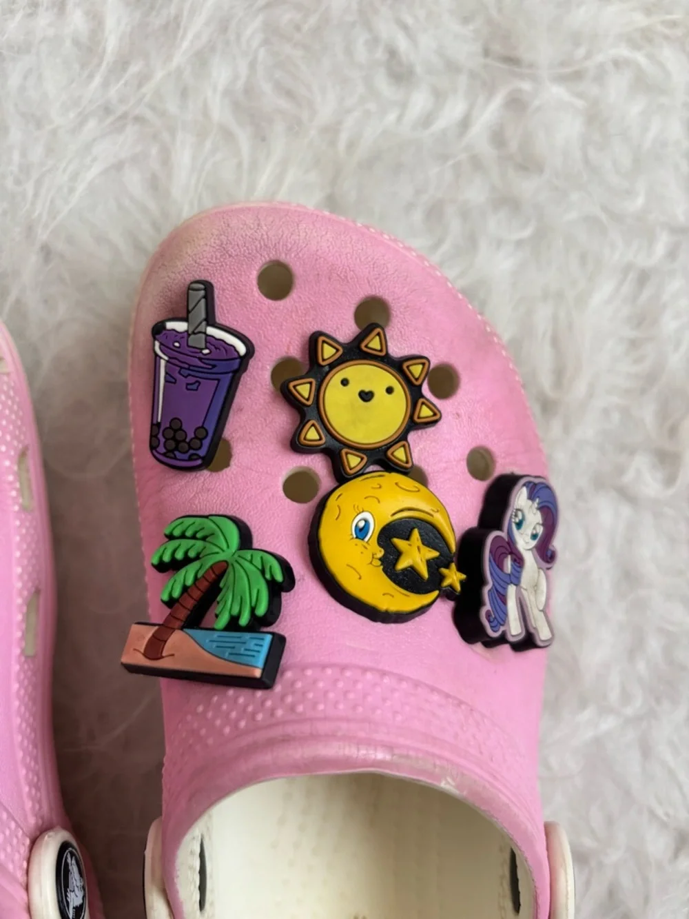 CROCS Kids Pink Slip-On Clogs with Fun Jibbitz Charms